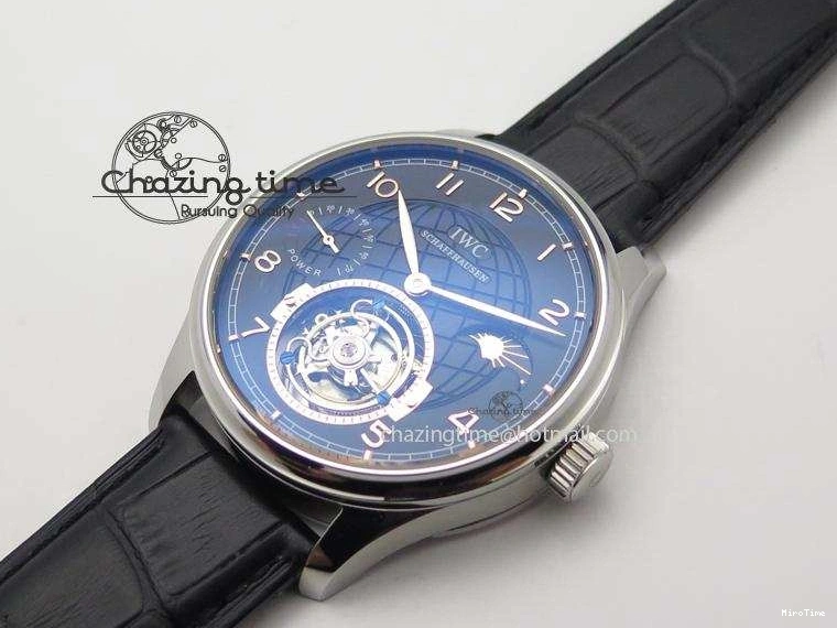 MIROTIME 0428 Portuguese Tourbillon Power Reserve Moonphase SS Black Dial Gold Numbers On Black Leather Strap RelaxedFit 7320